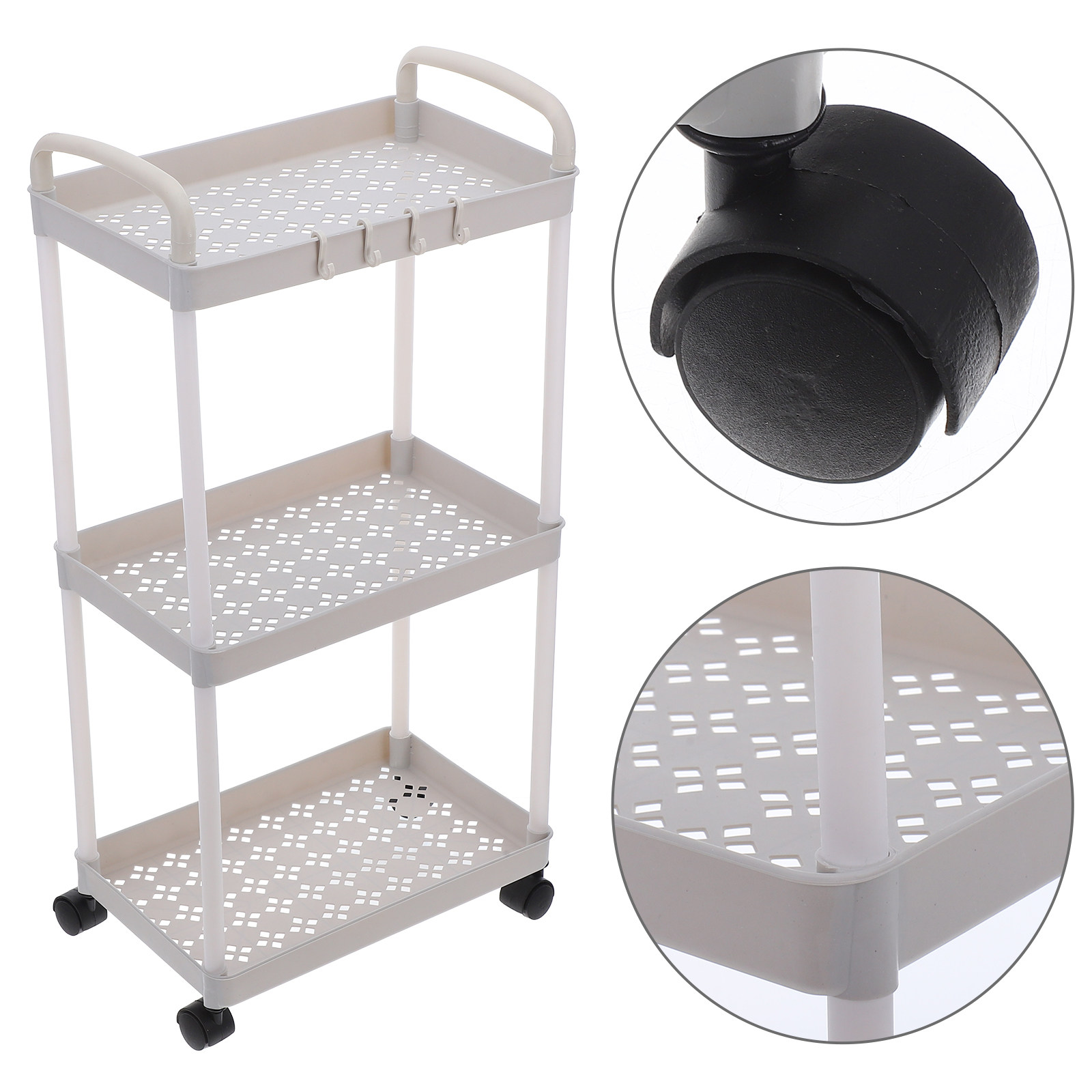 Baby Nursery Trolley - Trójpoziomowy plastikowy wózek do przechowywania, mobilny