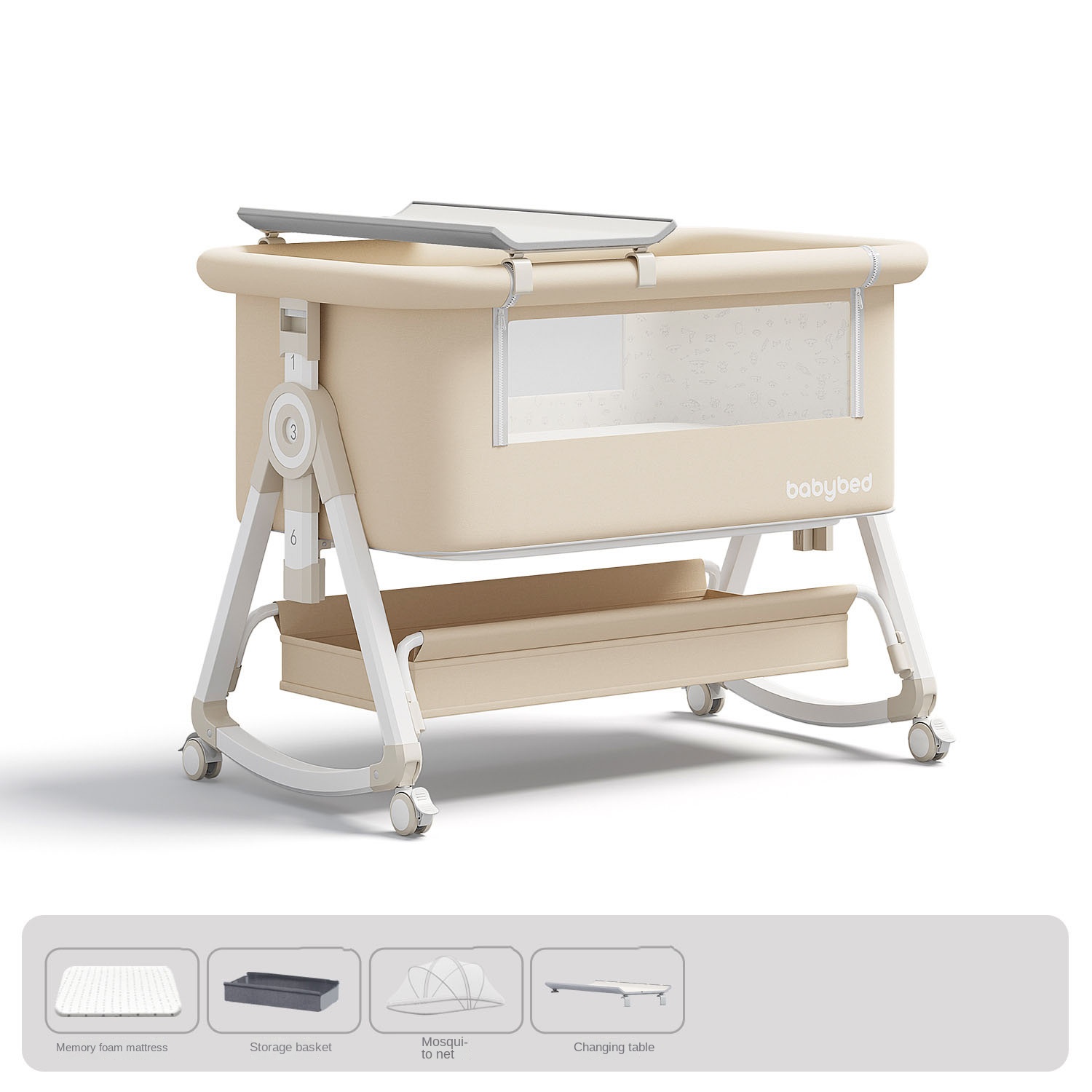 Baby Nursery Trolley - Łóżeczko dla niemowląt, przenośne i regulowane,
