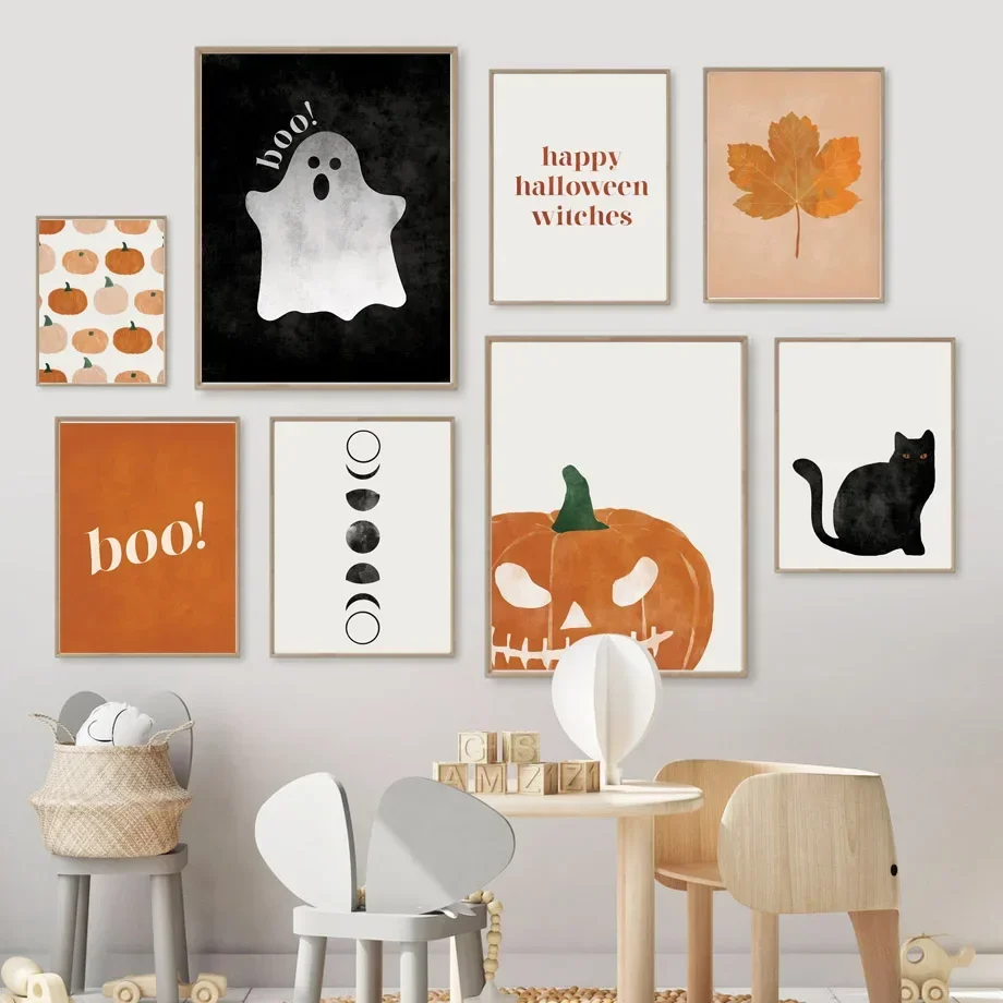 Baby Nursery Decor Girl - Obraz na płótnie z kotem, dynią