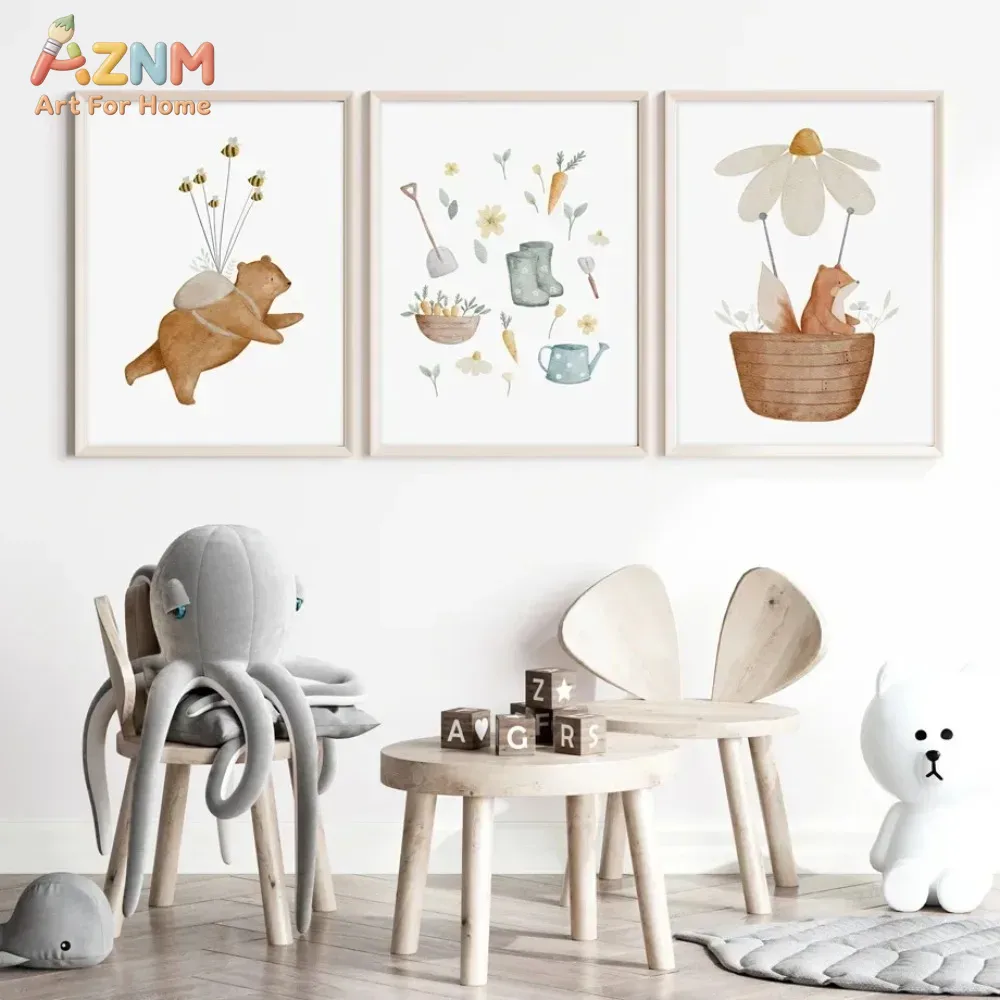 AZNM Akwarelowy Niedźwiedź Lis – Baby Nursery Frames recenzja i cena