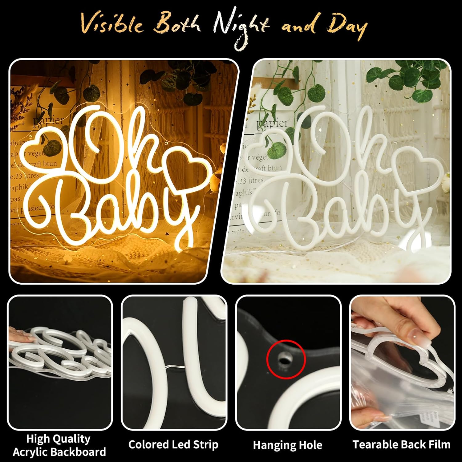 Neonowy napis LED „Oh Baby” za – Baby Nursery Wall Lights recenzja i cena