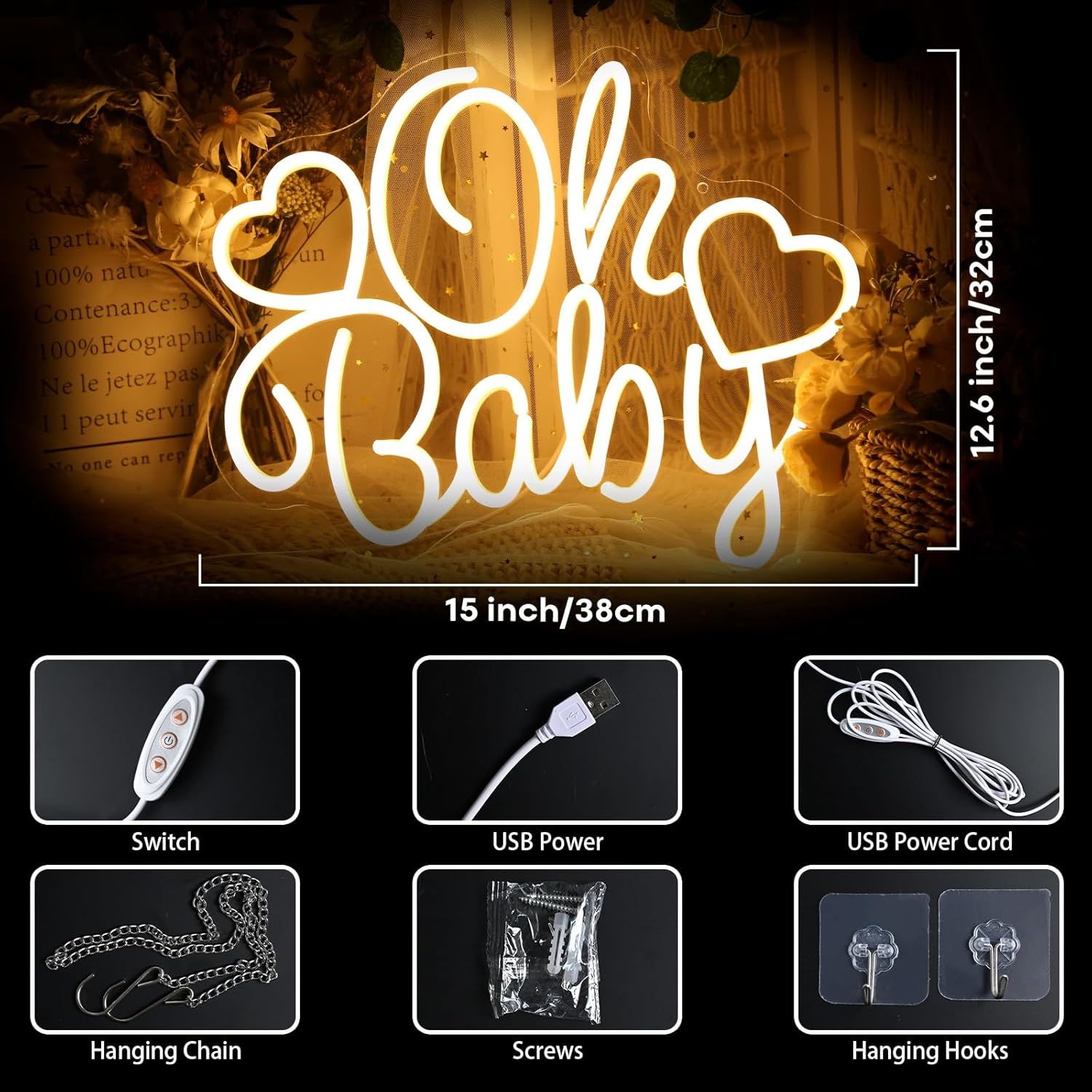 Neonowy napis LED „Oh Baby” za – Baby Nursery Wall Lights recenzja i cena