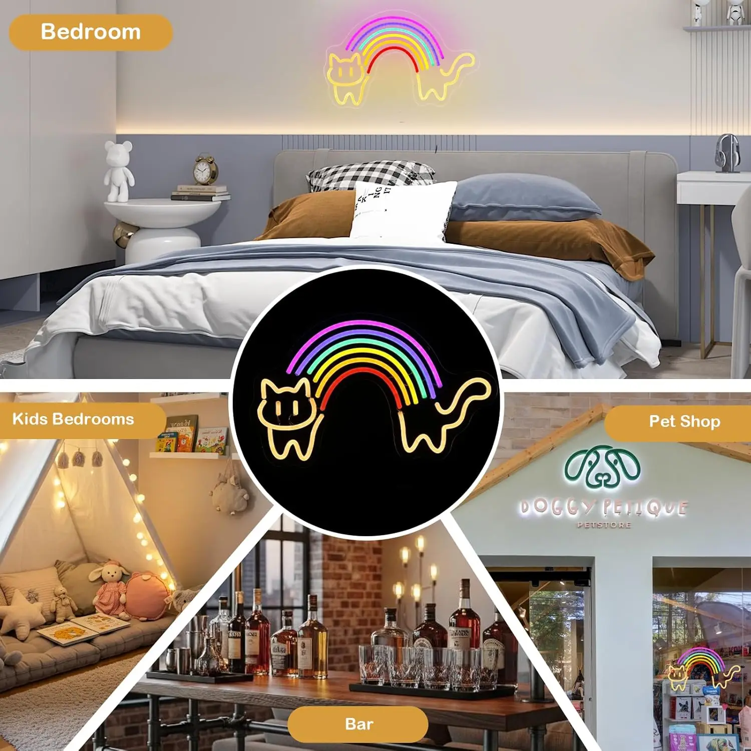 Neonowy znak z kotem tęczowym, – Baby Nursery Wall Lights recenzja i cena